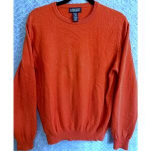 Lands End 100% Cashmere pullover Sweater M in Pumpkin Luxury colorful classic